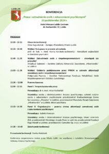 Program konferencji z dnia 10 października 2024 dotyczącej pracy i zatrudnienia osób z zaburzeniami psychicznymi