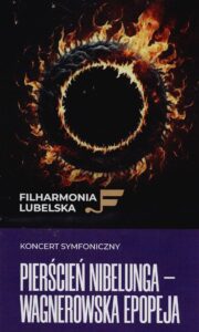 Fragment ulotki z wizualizacją graficzną ognistego pierścienia dedykowanej koncertowi orkiestrowemu